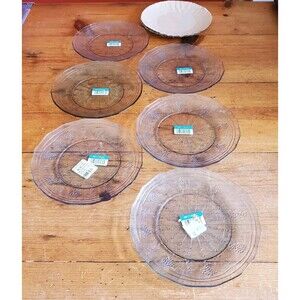 Arcoroc France 8" Salad Plate/ Desert Set Of 6 Jade Green With Scalloped Edges
